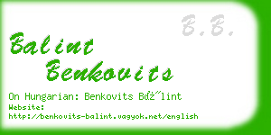 balint benkovits business card